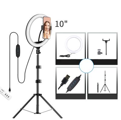 China Sale10inch/26cm Natuaral Adjustable Brightness Warm White Color Selfie Light Ring With 1.7M Tripod Stand Home Living for sale