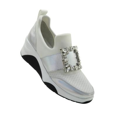 China 2022 Fashion Trend Free Sample Women Shoes Buckle Designer Genuine Leather Height Increasing Crystal Shoes Wedges Women Casual Shoes for sale