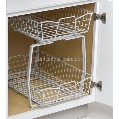 China Sundries Two Tier Wire Sideboard Sliding Basket for sale