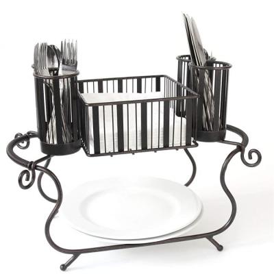 China Kitchen Hotsale Stackable Black Metal Buffet Silverware Cart for sale