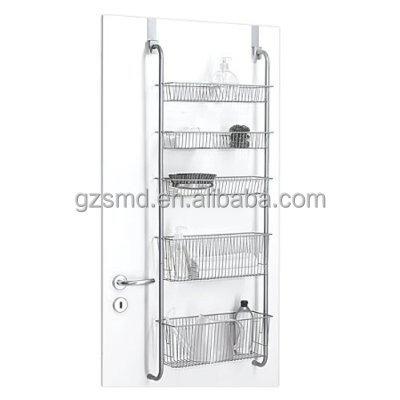 China Sundries Kitchen Bathroom 5 Tier Wire Over Door Storage Shelf for sale