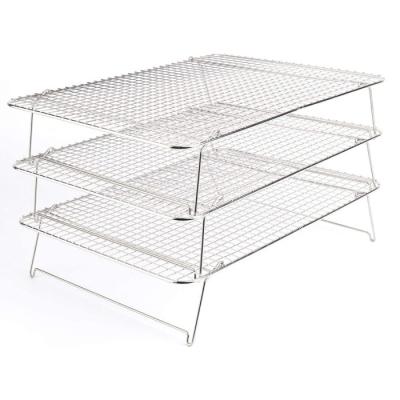 China Stackable 3 Tier Stainless Steel Oven and Dishwasher Safe 304 Grade Stainless Steel Cooling Rack for Baking for sale