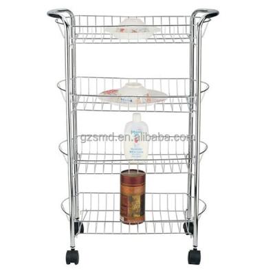 China Wholesale 4 Tiers Chrome Wire Metal Cart Kitchen for sale