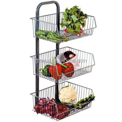 China Wholesale New Design 3 Tiers Food Metal Wire Basket Kitchen Vegetable Rack for sale