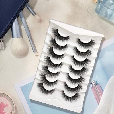 China Cruelty Free Fluffy Tapered Natural Eye Mink Lashes Pack 15MM Fake False Eyelashes Cruelty False Lashes 7 Pairs Multipack for sale