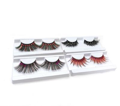 China 2021 Natural colored false eyelashes shape color lashes charm colored synthetic eyelash for party for sale