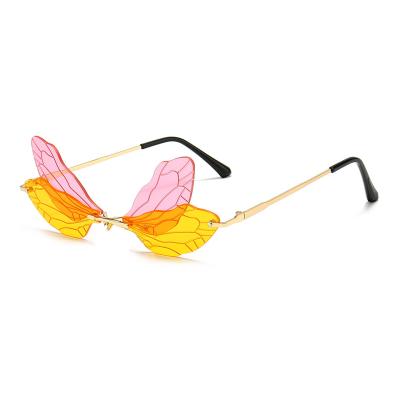 China Cute Color Party Sun Glasses Eyewear Wing Shape Glasses Fashion Rhinestones Sun Glasses Multi Shades For Women Girls 0280 for sale