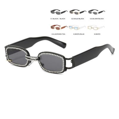 China New Arrival Fashion Square Rhinestone Sun Glasses Glasses Eyewear Punk Diamond Rectangle Sunglasses Women Men Rhinestone Sunglasses YX998 for sale