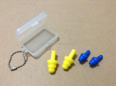 China Adult and Child Size Silicon Swimming Earplugs in Navy Blue with Cubic Box for sale