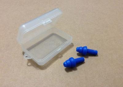 China Soundproof And Anti Swimming Noise Silicon Kid Size Earplugs In Navy Blue With Cubic Box for sale