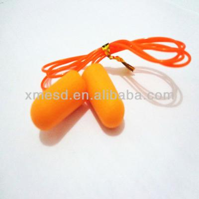 China CE Certification Bullet Shape Soft Orange PU Foam Ear Plugs With 32dB String Ball for sale