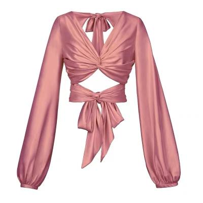 China Long Sleeve Satin Anti-Shrink Blouse for sale