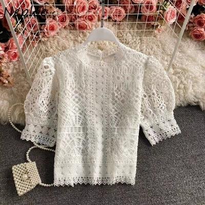 China Viable Dazy Puff Sleeve Blouse Lace Top for sale