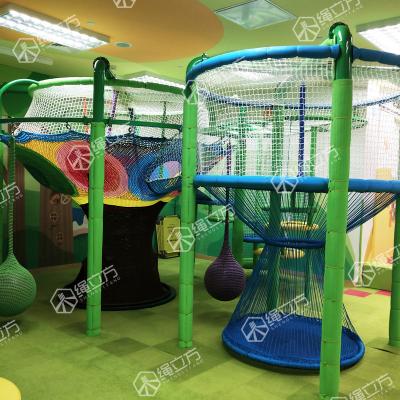 China ROPECUBE Rainbow Nylon Rope Net Playground Kids Climbing Rope Trampoline Net Indoor Park Rectangular Trampolines With Nets for sale