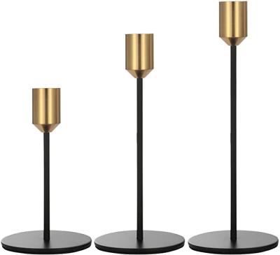 China European Hot Selling Taper Candle Holder Gold Brass Wedding for sale