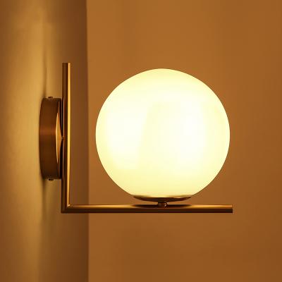 China Nordic Contemporary Background Wall Corridor Led Wall Light Personality Modern Art Designer Stair Metal Glass Ball Led Wall Lamp for sale