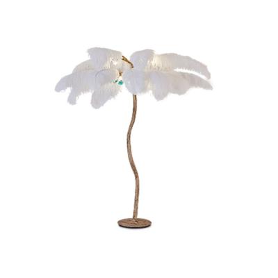 China Contemporary Modern Luxury Ostrich Feather Branch Floor Lamp for sale