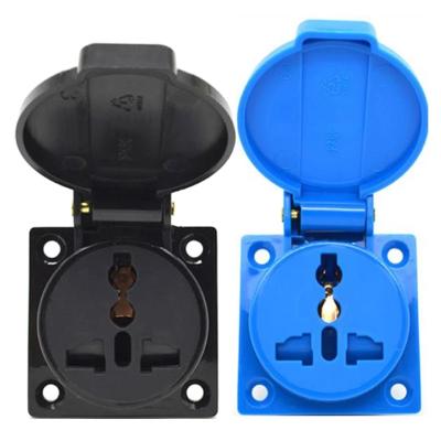 China Outdoor Outlet 10A 13A 16A 20A Outdoor Garden Germany Power Furniture Garden Socket Residential/Multi-Purpose European Black Blue Waterproof Panel Receptacle for sale