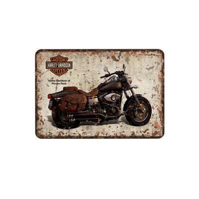 China Motorcycle Wholesale Retro Vintage Metal Tin Plate Shop Bar Wall Antique Home Decoration Tin Sign for sale