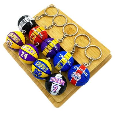 China Student Promotional Gift PU Sports Club James Curry Durant Kobe Harden Irving Nba Warriors Basketball Keychain for sale