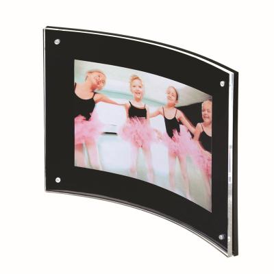 China Plastic Custom Design Double Sided Desktop Display Curved Acrylic Photo Frame for sale