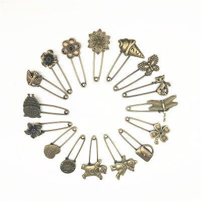 China Europe New Arrival Wholesale Retro DIY Accessories Women Men Copper Metal Brooch Pin for sale