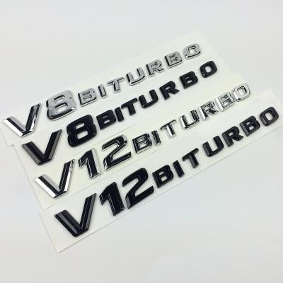 China Business / Luxury Factory Customized Design ABS Material V12 V8 BITURBO Letter Badge Make Your Own Car Emblem for sale