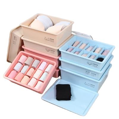 China Sustainable Compartment Underwear Storage Box Bangs Box Sundries Matching Box With Cover Multifunctional Stackable Storage Container for sale