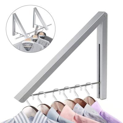 China Eco-friendly Clothes Drying Wall Mounted Outdoor Folding Aluminum Clothes Hanger Rack Storage Organizer Rack for sale