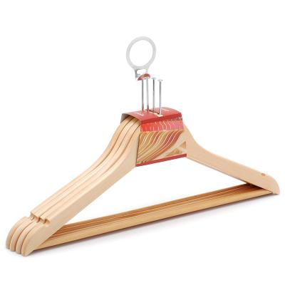 China LINDON Modern Hotel Hangers Wholesale Wooden Anti Theft Hotel Suit Hanger With Ring for sale