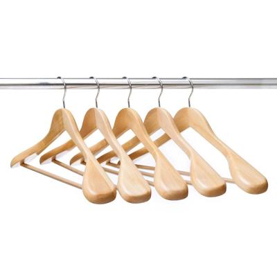 China Wide Heavy Duty Wooden Coat Hangers Extra Wide Shoulder Modern Garment Use For Suit for sale