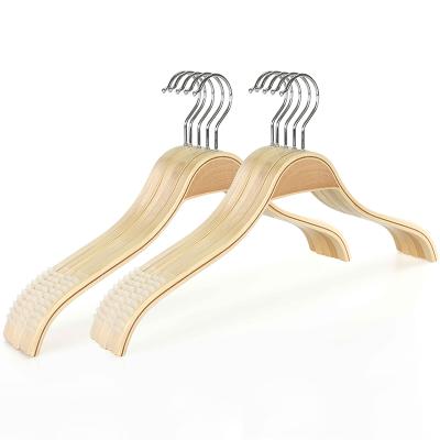 China Modern LINDON plywood hanger premium natural non slip laminated wood hangers with extra soft rubber grips for sale