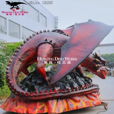 China Amusement Park Theme Park Playground Museum Amusement Park Flying Dragon Life Size Red Animatronic Dragons for sale