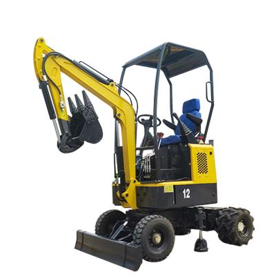 China Hot Sale Good Quality 1200kg Mini Wheel Excavator Multifunction Mini Excavator Digger With Quick Hitch for sale