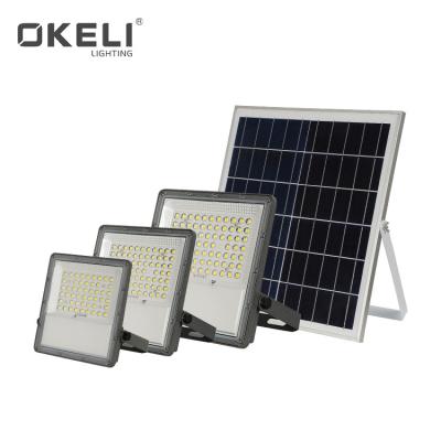 China OKELI IP65 100watt 200watt 300watt high lumen high lumen die casting aluminum waterproof outdoor solar led flood light for sale