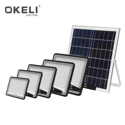 China OKELI Energy Efficiency High Power Aluminum Die Casting PC Lens IP65 50W 80W 150W 200W 300W Waterproof Solar Led Flood Light for sale