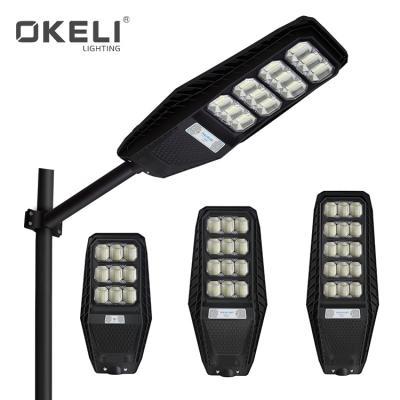 China Easy to Install/Efficient and Fast Charging OKELI Outdoor ABS IP65 100W 200W 300W Waterproof Motion Sensor All in One Solar LED Street Light for sale