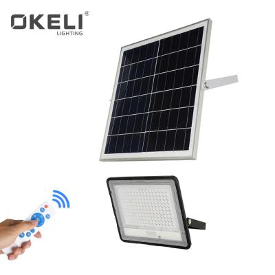 China High energy efficiency OKELI high lumen IP65 50W 80W 150W 200W 300W outdoor waterproof solar led flood light for sale