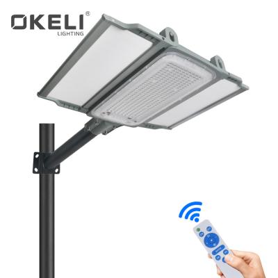 China Remote Control + Timer OKELI 200W 400W 600W Waterproof Factory Direct Outdoor Led Solar Street Light for sale