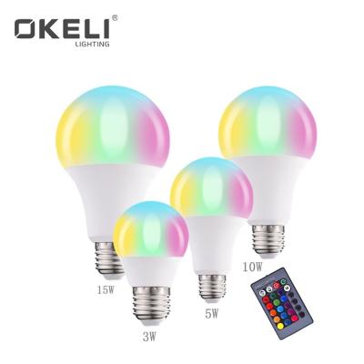 China RGB Function With Remote Control OKELI E14 E27 B22 3W 5W 10W Color Changing Colorful RGB Led Smart Bulb LED Light for sale