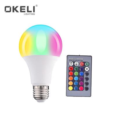 China RGB Function With OKELI Intense Brightness A70 Remote Control 16 Color Changing Dimmable Smart LED RGB Light Bulb for sale