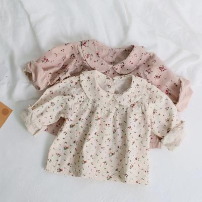 China Wholesale Customized Baby Floral Blouse Korean Style Floral Long Sleeve Baby Princess Blouse Anti-Shrink for sale