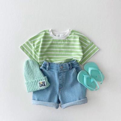 China 2022 summer new baby cotton breathable Korean striped casual baby T-shirt short-sleeved T-shirt for sale