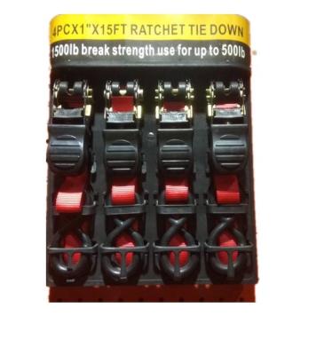 China Polyester Cargo Strap Ratchet Tie Down Strap Kit 4 Pack for sale