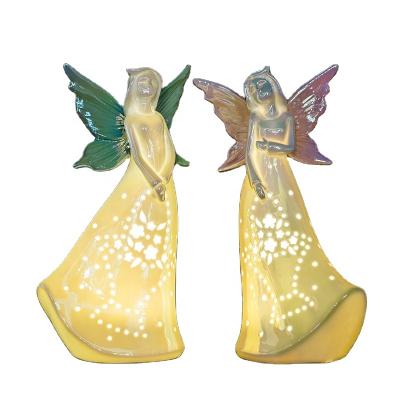 China Indoor LED Lighting Indoor Ceramic Home Porcelain Angel Pearl Glaze Fairy With Design Decor Design Led Lights for sale