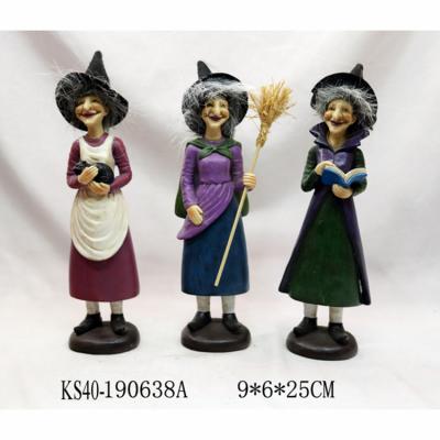 China Resin Witch Statue Ornament Holiday Decoration Halloween Figurine for sale