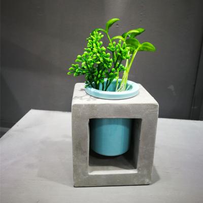 China Modern Mini Flower Pot Stand Ceramic Cement Potted Plant Pot Indoor Decorative Garden for sale