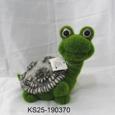 China Nylon Fiber Flocking And MgO Garden Decoration Animal Magnesia Flocking Turtle Figurine Statue for sale