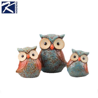 China Europe Set Of Three Ceramic Owl Garden Decoration , Ceramic Home Decor for sale