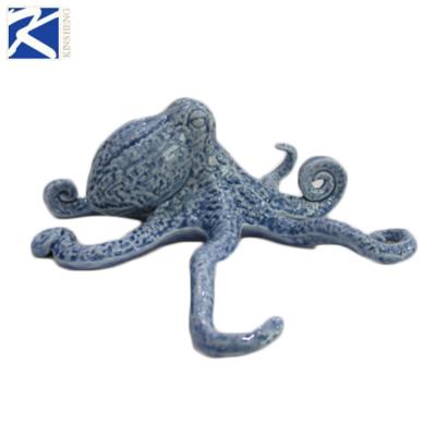 China Beach Nautical Bay Decoration Ocean Octopus Whale Blue Ceramic Figurine for sale